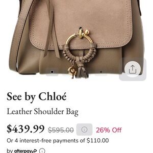 SEE By CHLOE JOAN Sacs Porte Epaule Shoulder Bag in Motty Grey Leather